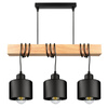 Lampa Wiszaca LX- 1367 Czarna + Drewno 3x E27 LEDLUX