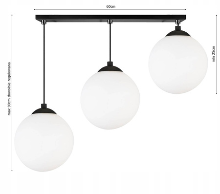 Lampa Wisząca LX- 1286 Czarna 3x E27 LEDLU