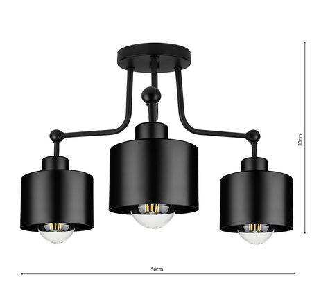 Lampa Sufitowa LX- 1036 Czarna 3x E27 LEDLUX