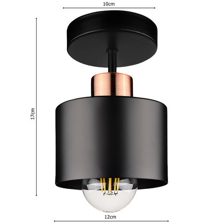 Lampa Sufitowa LX- 1038 Czarna + Miedź 1x E27 LEDLUX