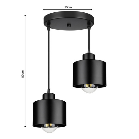 Lampa Wisząca LX- 1061 Czarna 2x E27 LEDLUX