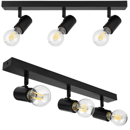 Oprawa Sufitowa Natynkowa Reflektor Listwa LX1003 BLACK  3x E27 LEDLUX