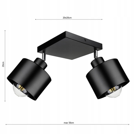 Lampa Sufitowa LX-1130 Czarna 2x E27 LEDLUX