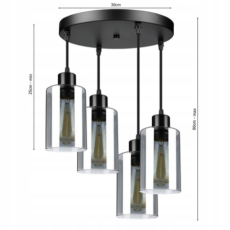 Lampa Wiszaca LX- 1227 Czarna 4x E27 LEDLUX