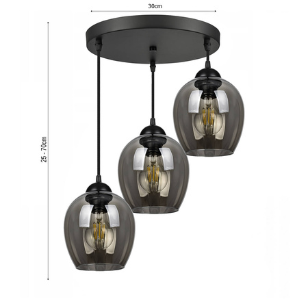 Lampa Wisząca LX- 1283 Czarna 3x E27 LEDLUX