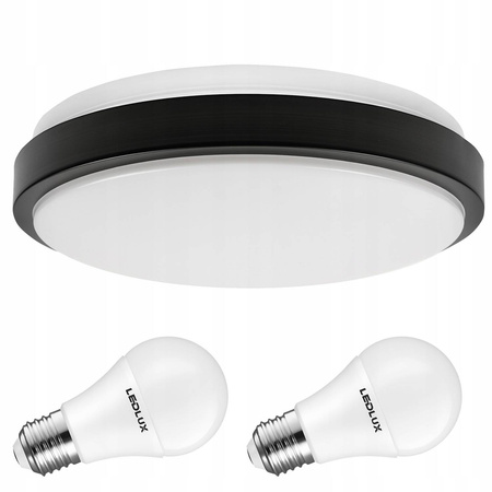 Zestaw Plafon Lampa Sufitowa LX- 924 Biały-Czarny + 2x Żarówka LED E27 A60 10W = 100W 1000lm 6000K LEDLUX