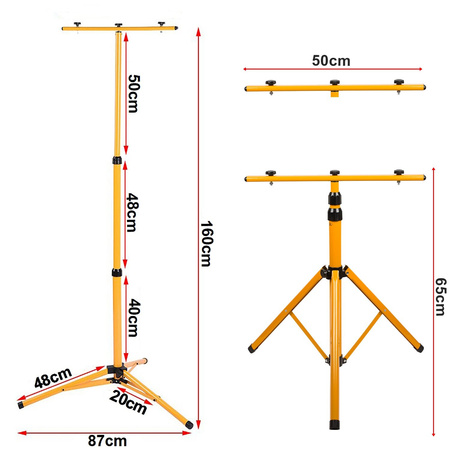 Halogen LED Statyw Budowlany Naświetlacz 2x100W / 200W 20000lm Przewód Mufa barwa biała neutralna LEDLUX