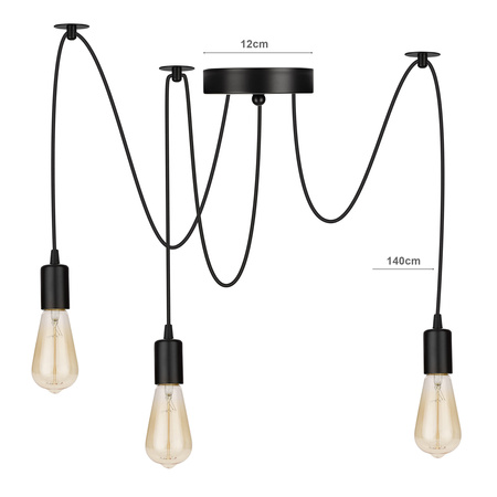 Lampa Wisząca LX- 1401 Czarna 3x E27 LEDLUX