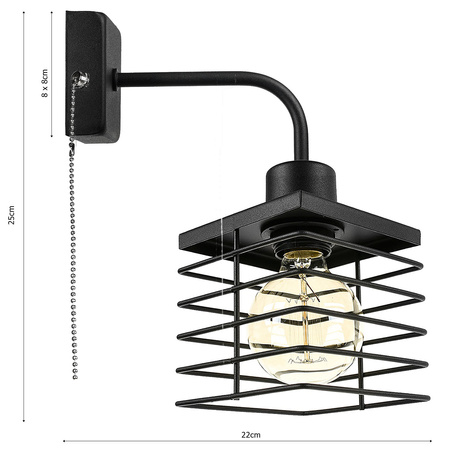 Kinkiet Lampa Ścienna LX-1168 Czarna z włącznikiem 1x E27 LEDLUX