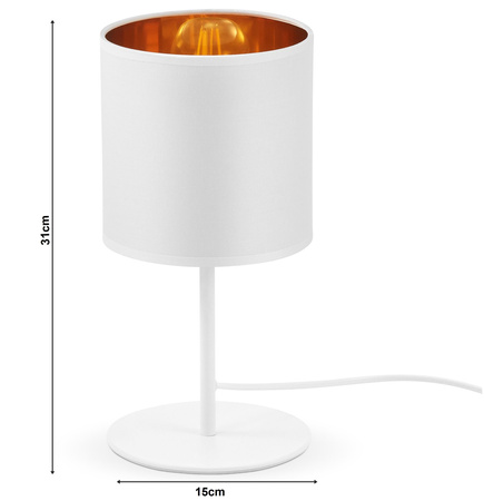 Lampka Nocna Biurkowa Stołowa LX- 1807 Biała + Złoto 1x E27 LEDLUX