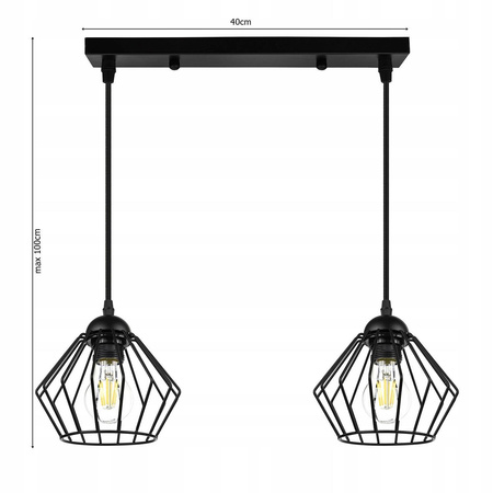 Lampa Wisząca LX- 1046 Czarna 2x E27 LEDLUX