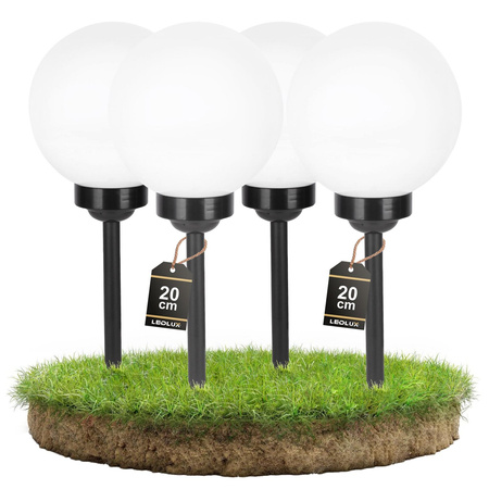 4x Lampa Solarna LED biała kula 20cm LSOL-023 LEDLUX