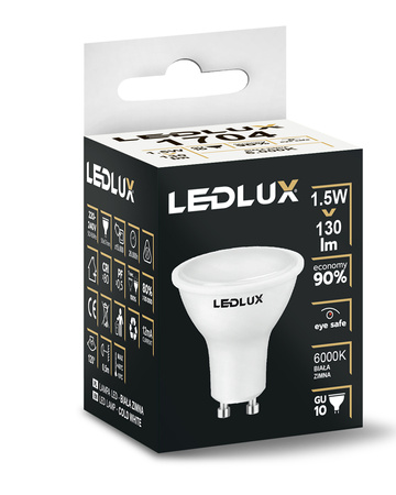 Żarówka LED GU10 1,5W = 20W 130lm 6000K LEDLUX