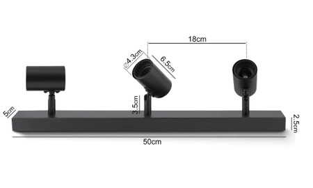 Oprawa Sufitowa Natynkowa Reflektor Listwa LX1003 BLACK  3x E27 LEDLUX