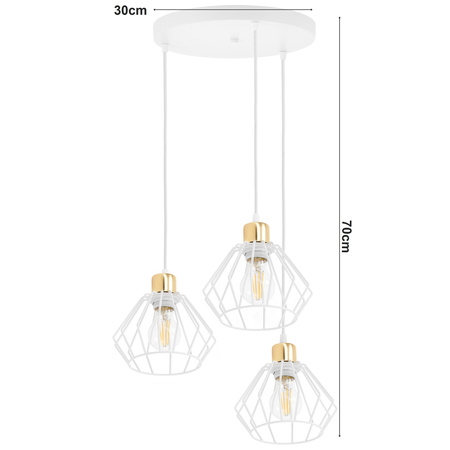 Lampa Wisząca LX- 1344 Biała + Złoto 3x E27 LEDLUX