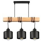 Lampa Wiszaca LX- 1367 Czarna + Drewno 3x E27 LEDLUX