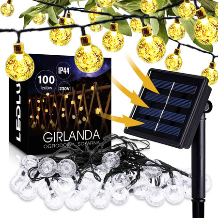 Girlanda Solarna 24m 100 LED Kulki Dekoracja Ogrodu Oświetlenie Zewnętrzne LSOL-039 LEDLUX