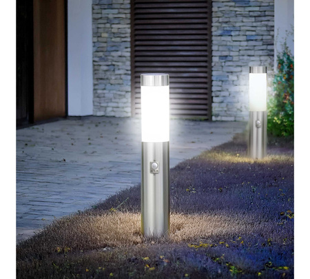 Lampa Ogrodowa Stojąca Słupek E27 LX- 710 INOX 45cm PIR LEDLUX