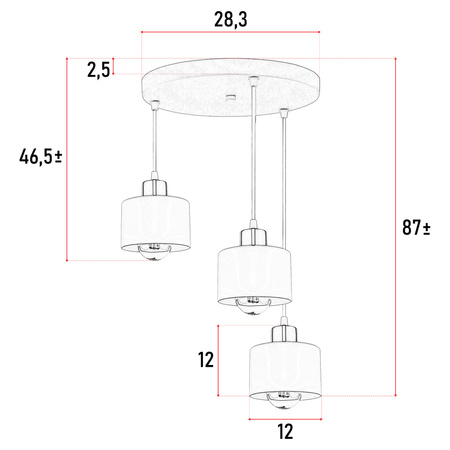 Lampa Sufitowa Wisząca Żyrandol Złota Biała Nowoczesna 3x E27 do salonu LX-1039 LEDLUX