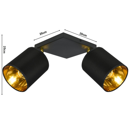 Lampa Sufitowa LX- 1376 Czarna + Złoto 2x E27 LEDLUX