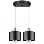 Lampa Wisząca LX- 1061 Czarna + Miedź 2x E27 LEDLUX