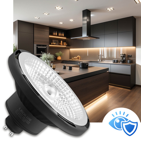 Żarówka LED GU10 ES111 AR111 BLACK 15W = 140W 1150lm 45 stopni 4000K biała neutralna LEDLUX