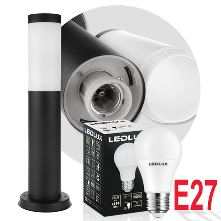 Lampa Ogrodowa Stojąca Słupek E27 LX- 710 Czarna 45cm LEDLUX