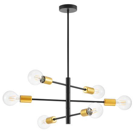 Lampa Sufitowa LX- 1416 Czarna + Złoto 6x E27 LEDLUX