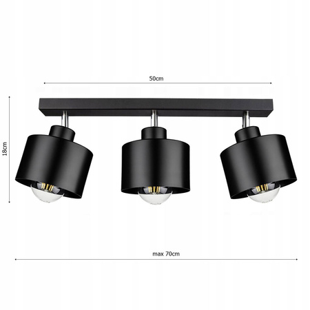 Lampa Sufitowa LX- 1031 Czarna 3x E27 LEDLUX