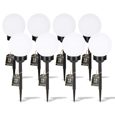 8x Lampa Solarna LED biała kula 15cm LSOL-002 LEDLUX