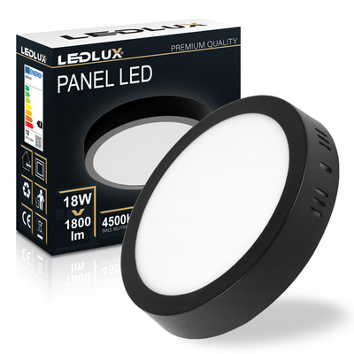 Panel LED natynkowy 18W NW czarny 17,5cm Plafon lampa sufitowa koło LEDLUX