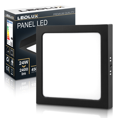 Panel LED natynkowy 24W NW czarny 22,5x22,5cm Plafon lampa sufitowa kwadrat LEDLUX