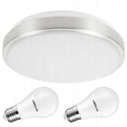 Zestaw Plafon Lampa Sufitowa LX- 923 Biały- Srebrny + 2x Żarowka LED E27 A60 10W=100W 1100lm 4000K LEDLUX