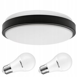 Zestaw Plafon Lampa Sufitowa LX- 924 Biały-Czarny + 2x Żarówka LED E27 A60 10W = 100W 1100lm 4000K LEDLUX