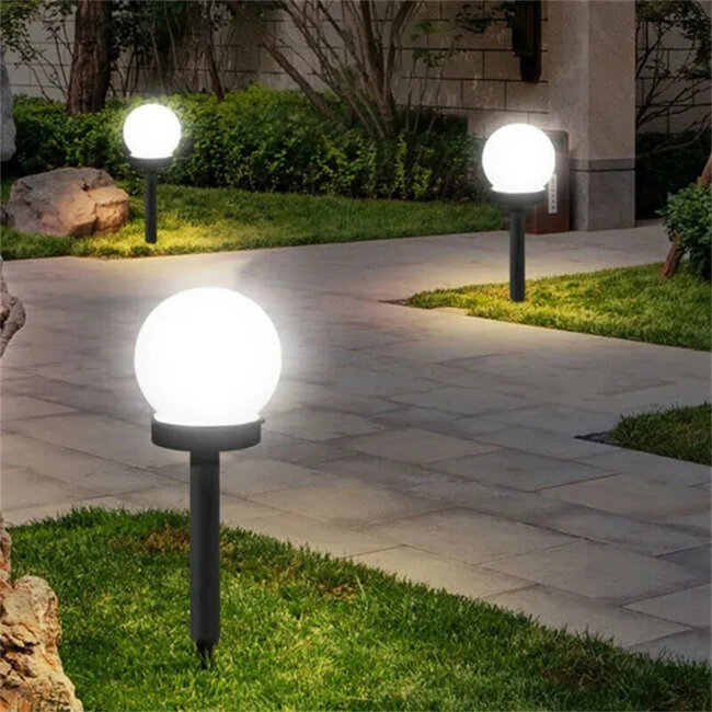 4x Lampa Solarna LED biała kula 10cm LSOL-001 LEDLUX