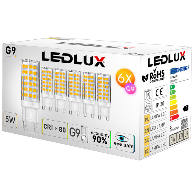 6x Żarówka LED G9 5W = 50W 440lm 4000K LEDLUX
