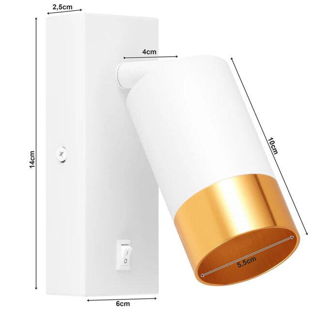 Kinkiet LED Lampa ścienna z włącznikiem biała 1x E27 LEDLUX