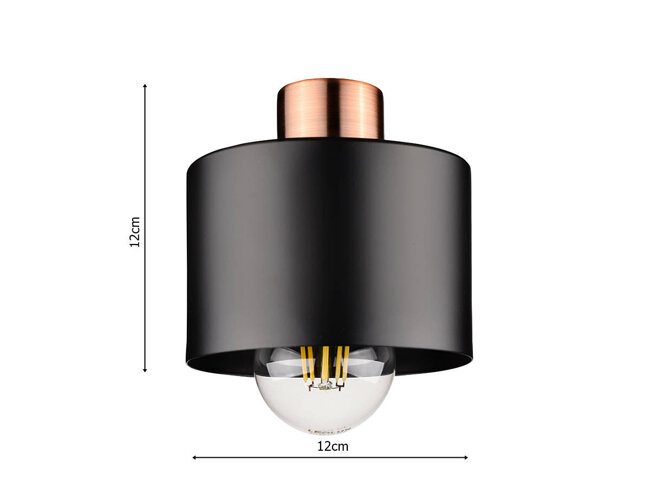 Kinkiet Lampa Ścienna LX- 1034 Czarna+ Miedź 1x E27 LEDLUX