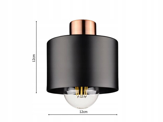 Kinkiet Lampa Ścienna LX-1034 Czarna + Miedź z Włącznikiem 1x E27 LEDLUX