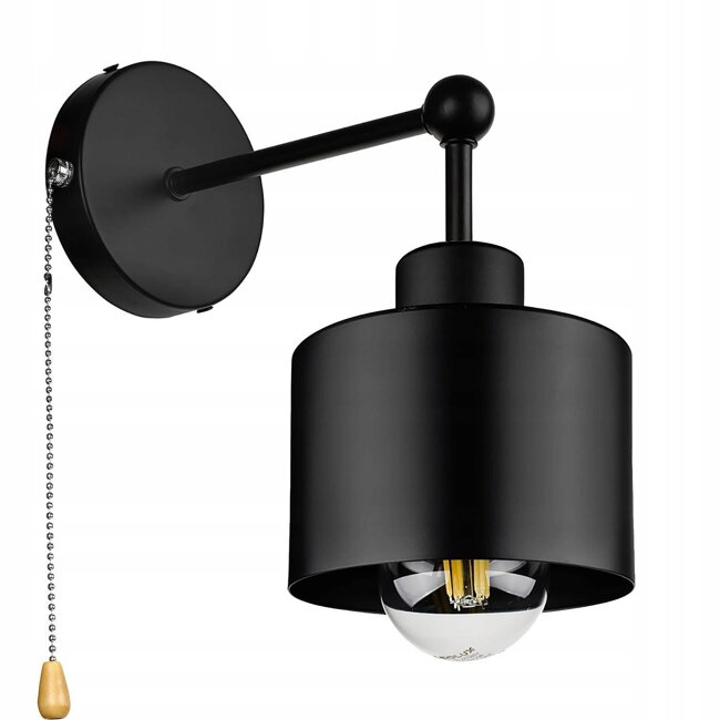 Kinkiet Lampa Ścienna LX- 1034 Czarna z Włącznikiem 1x E27 LEDLUX