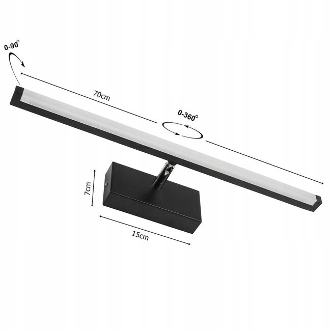 Kinkiet Lampa Ścienna LX- 17709 Czarna 15W biała neutralna LEDLUX