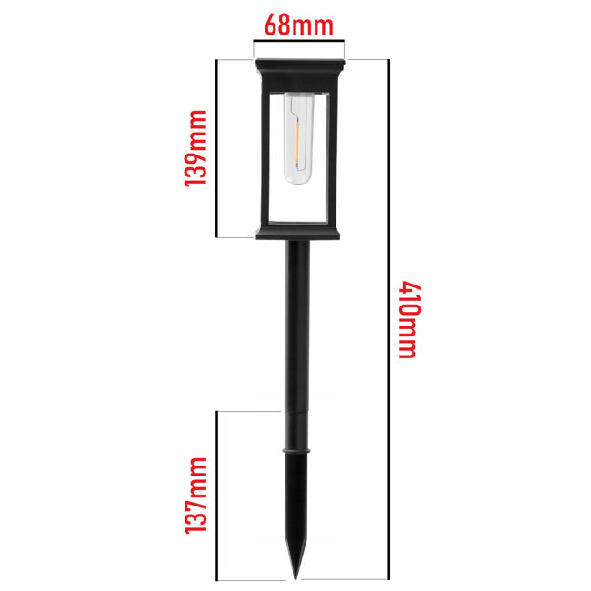 Lampa Solarna LED SŁUPEK OGRODOWY WBIJANY Czarny LSOL-035 LEDLUX