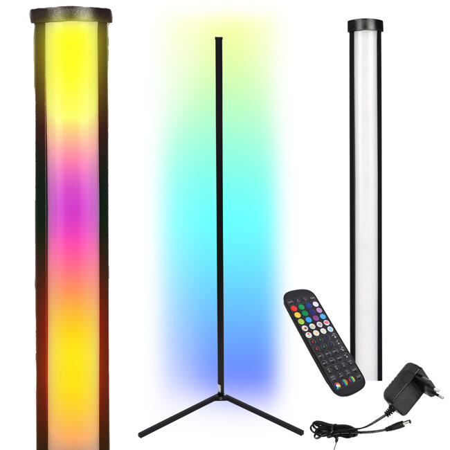 Lampa Stojąca Podłogowa Narożna LED RGB LX-1808 12W Czarna LEDLUX
