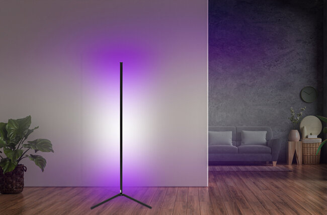 Lampa Stojąca Podłogowa Narożna LED RGB+W LX-1808 12W Czarna LEDLUX