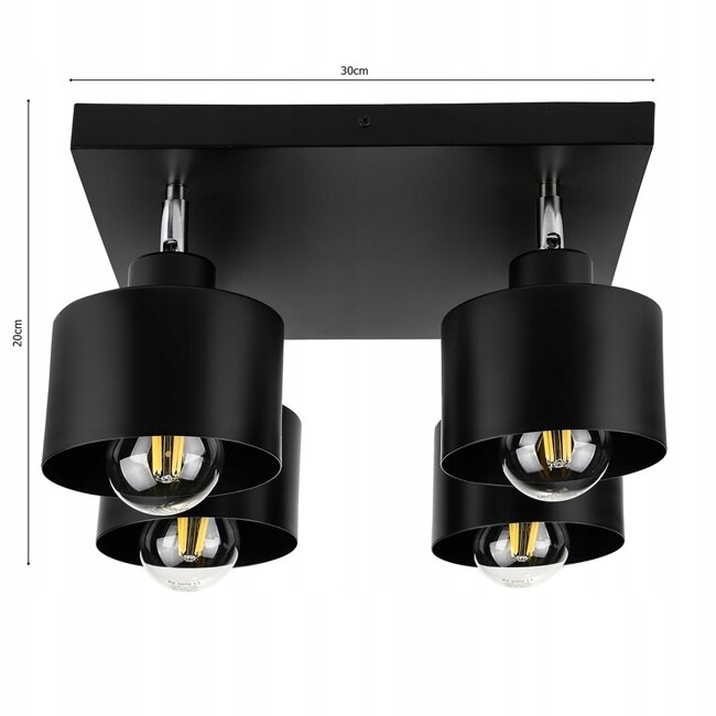 Lampa Sufitowa LX- 1041 Czarna 4x E27 LEDLUX