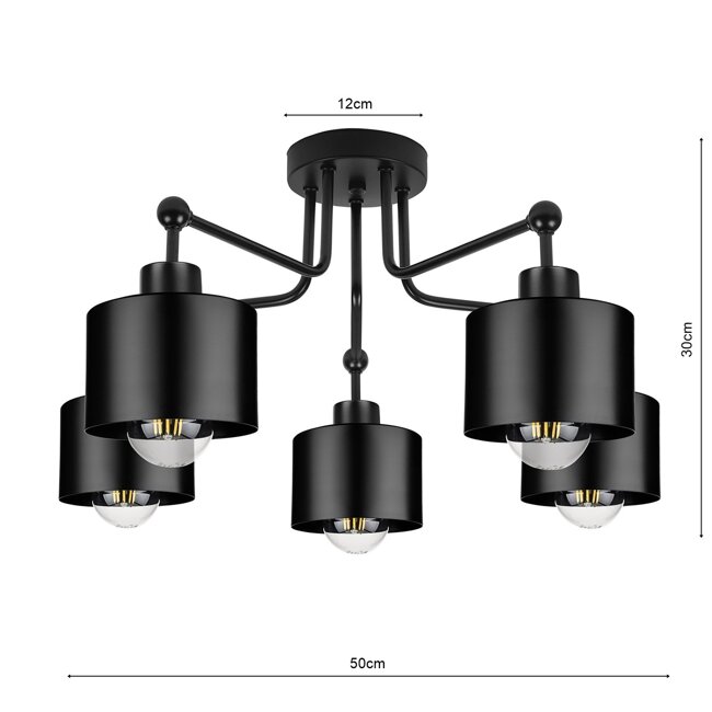 Lampa Sufitowa LX- 1099 Czarna 5x E27 LEDLUX