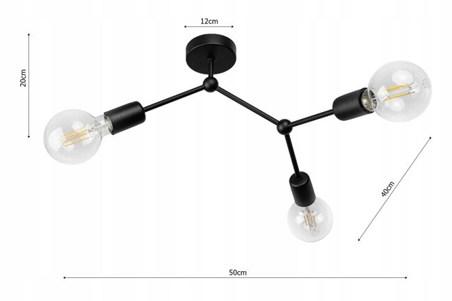 Lampa Sufitowa LX-1116 Czarna 3x E27 LEDLUX
