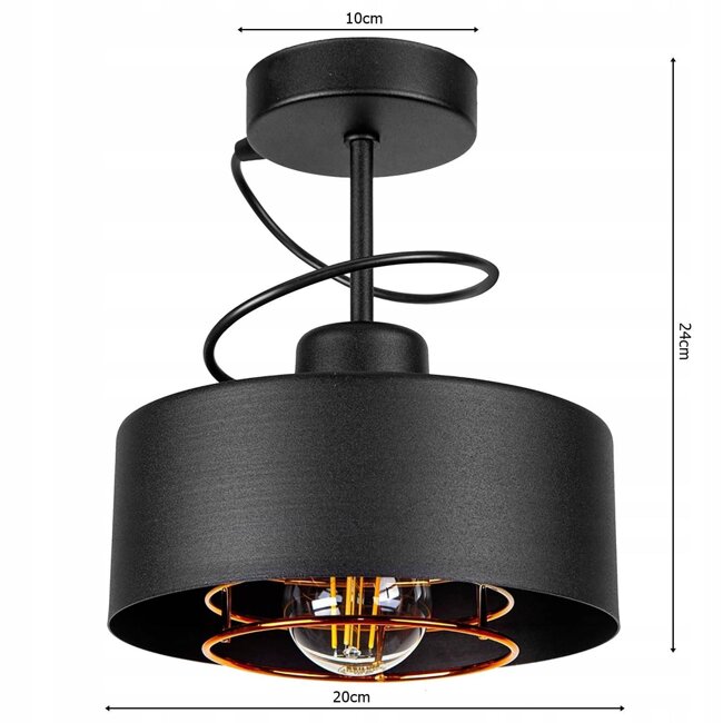 Lampa Sufitowa LX- 1259 Czarna + Miedź 1x E27 LEDLUX