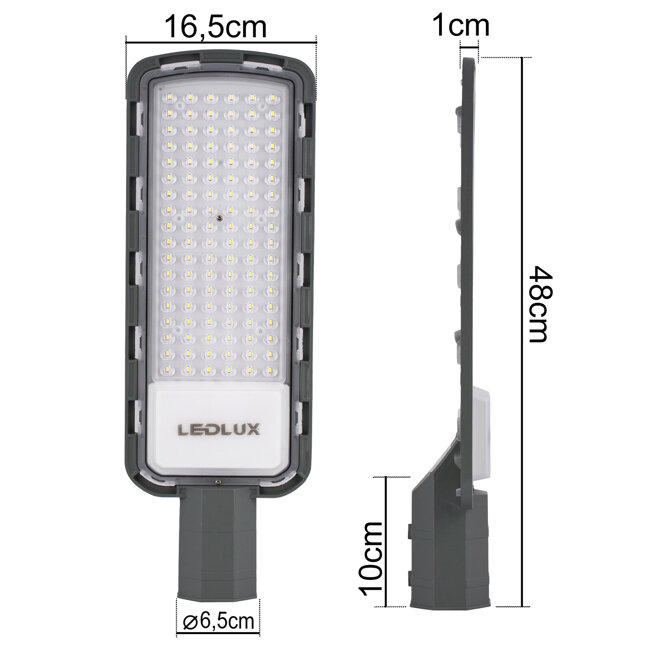 Lampa uliczna latarnia LED przemysłowa hermetyczna 100W szara IP65 10000lm LEDLUX