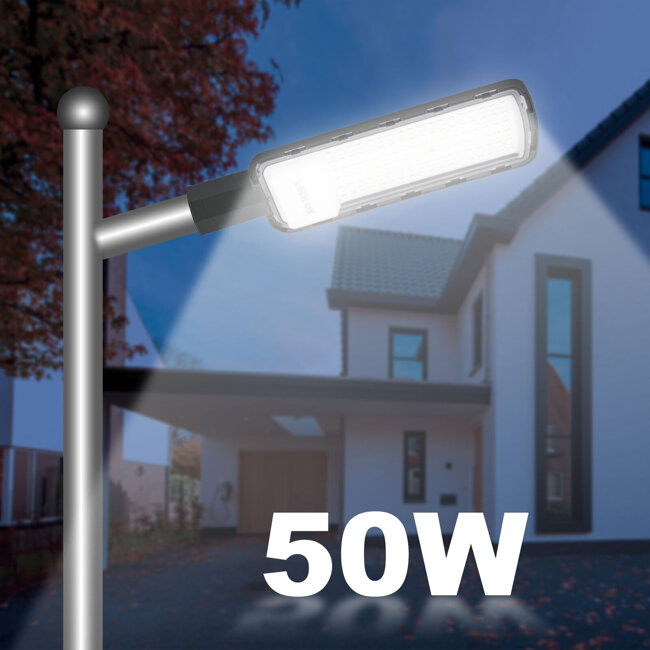 Lampa uliczna latarnia LED przemysłowa hermetyczna 50W szara IP65 5000lm LEDLUX